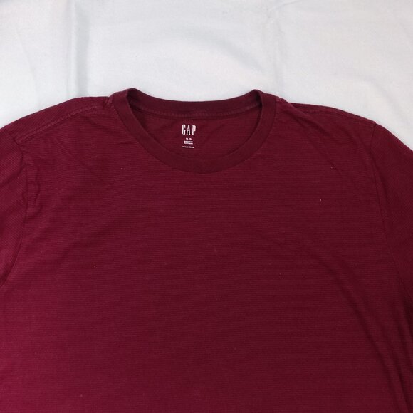 GAP Everyday short sleeve T-shirt maroon with micro-stripes women's size XL - Picture 2 of 6